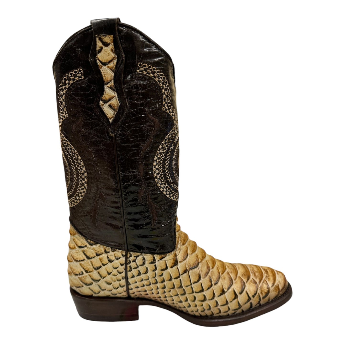 Bota vaquera grabada python oval